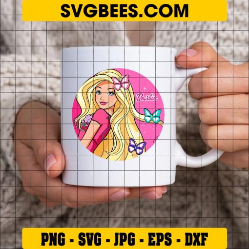 Barbie SVG, Babe Girl SVG, Pink Blonde Doll SVG on Cup