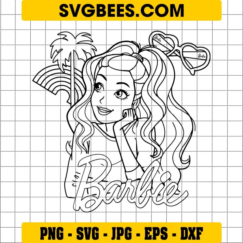 barbie doll clipart black and white