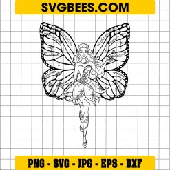 Barbie with butterfly wings svg, Butterfly SVG, Barbie SVG