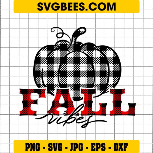 Buffalo Plaid Pumpkin Svg, Autumn Breeze Svg, Fall Vibes Svg