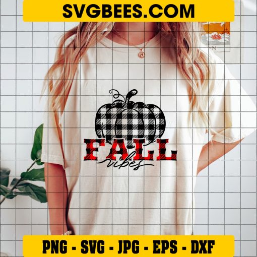 Buffalo Plaid Pumpkin Svg, Autumn Breeze Svg, Fall Vibes Svg on Shirt
