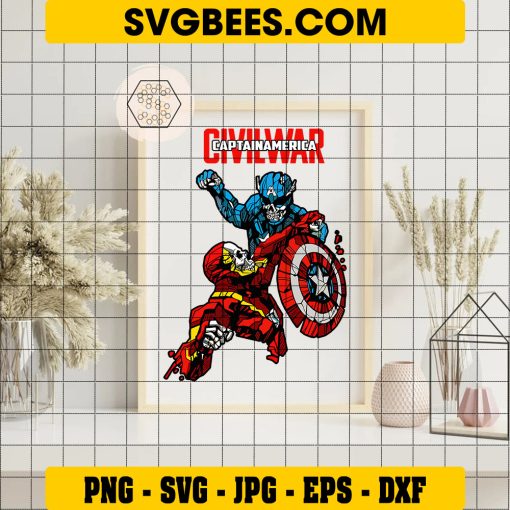 Captain America And Iron Man Zombie SVG, Marvel SVG, Marvel Halloween SVG PNG DXF EPS on Frame