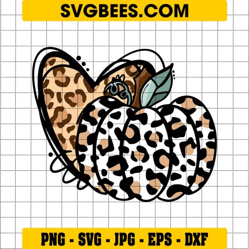 Cheetah Print Heart With Pumpkin SVG, Thanksgiving SVG, Fall Pumpkin SVG, Autumn SVG, Halloween Pumpkin SVG SVG, Thanksgiving SVG, Fall Pumpkin SVG, Autumn SVG, Halloween Pumpkin SVG