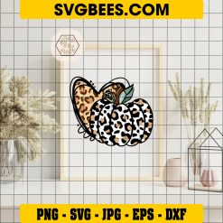 Cheetah Print Heart With Pumpkin SVG, Thanksgiving SVG, Fall Pumpkin SVG, Autumn SVG, Halloween Pumpkin SVG SVG, Thanksgiving SVG, Fall Pumpkin SVG, Autumn SVG, Halloween Pumpkin SVG on Frame