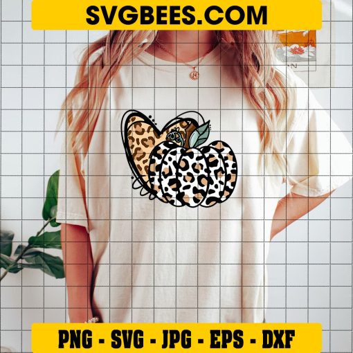 Cheetah Print Heart With Pumpkin SVG, Thanksgiving SVG, Fall Pumpkin SVG, Autumn SVG, Halloween Pumpkin SVG SVG, Thanksgiving SVG, Fall Pumpkin SVG, Autumn SVG, Halloween Pumpkin SVG on Shirt