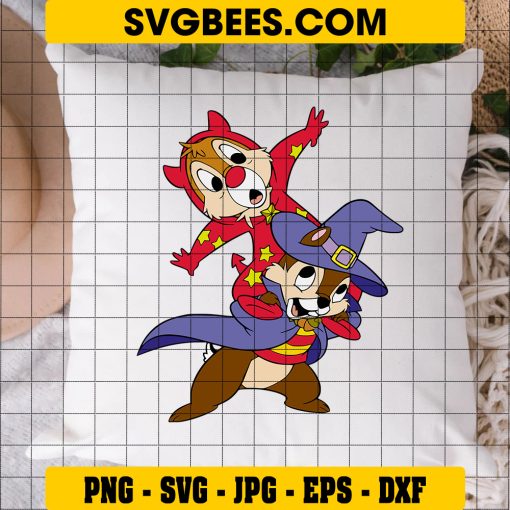 Chip and Dale Halloween Svg, Rescue Rangers Witch Halloween Svg on Pillow