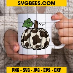 Cowhide Pumpkin SVG DXF EPS PNG Designs Silhouette Vector Clipart on Bag