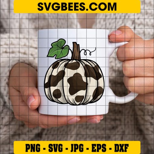 Cowhide Pumpkin SVG DXF EPS PNG Designs Silhouette Vector Clipart on Bag