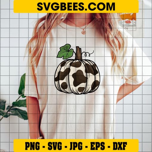 Cowhide Pumpkin SVG DXF EPS PNG Designs Silhouette Vector Clipart on Shirt