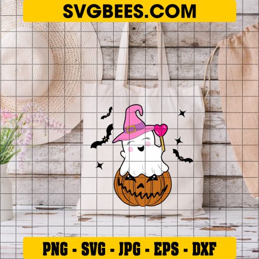 Cute Halloween Ghost Pumpkin SVG PNG DXF EPS Cut Files For Cricut Silhouette