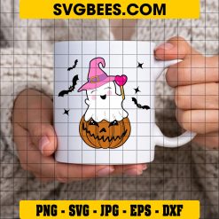 Cute Halloween Ghost Pumpkin SVG PNG DXF EPS Cut Files For Cricut Silhouette on Cup