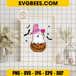 Cute Halloween Ghost Pumpkin SVG PNG DXF EPS Cut Files For Cricut Silhouette on Frame