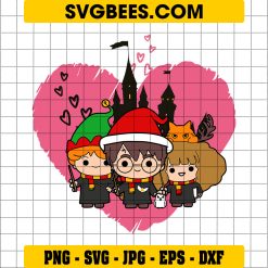 Cute Wizards Christmas Svg, Wizard School Svg, Christmas Witch Svg