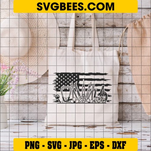Doctor’s Syringe Svg, Medical Syringe Svg, American Flag Svg on Bag