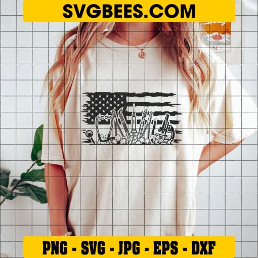 Doctor’s Syringe Svg, Medical Syringe Svg, American Flag Svg on Shirt