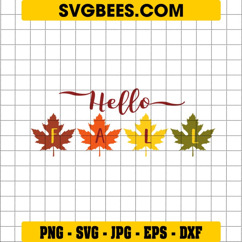Fall Door Sign Svg, Fall Leaves Svg, Hello Fall Svg, Autumn Svg