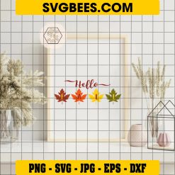 Fall Door Sign Svg, Fall Leaves Svg, Hello Fall Svg, Autumn Svg on Frame