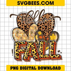 Fall PNG, Fall Leopard Print Orange Fall Pumpkin PNG Design Files, Hello Fall PNG, Autumn Clipart