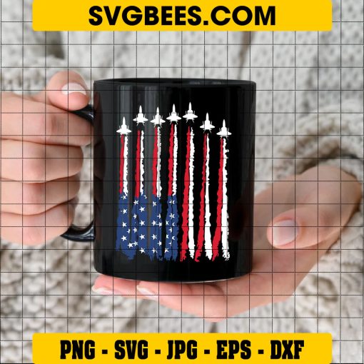 Happy 4th of July Figther Jets American Flag Svg, Patriotic Svg on Cup