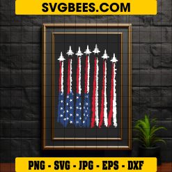 Happy 4th of July Figther Jets American Flag Svg, Patriotic Svg on Frame