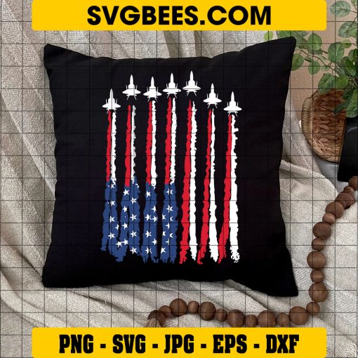 Happy 4th of July Figther Jets American Flag Svg, Patriotic Svg on Pillow