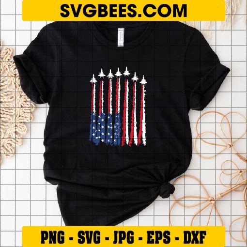 Happy 4th of July Figther Jets American Flag Svg, Patriotic Svg on Shirt