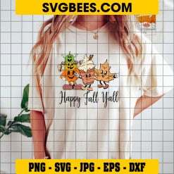 Happy Fall Y’All SVG, Fall Pumpkin Latte SVG PNG DXF EPS Instant Download on Shirt