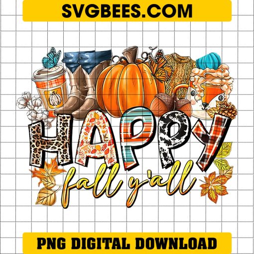 Happy Fall Yall PNG, Pumpkins Halloween Autumn PNG Instant Digital Download Design