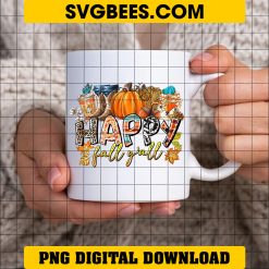 Happy Fall Yall PNG, Pumpkins Halloween Autumn PNG Instant Digital Download Design on Cup