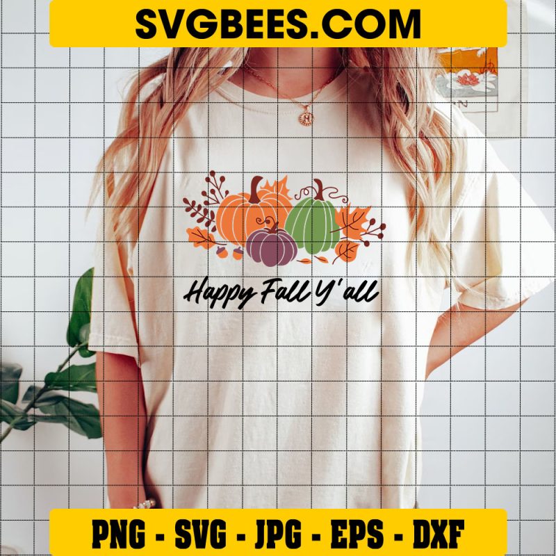 Happy Fall Yall SVG, Cute Fall Pumpkin SVG PNG DXF EPS Silhouette ...