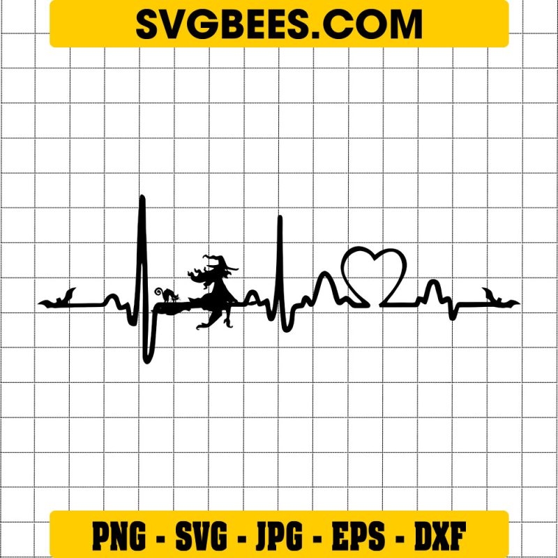 Heartbeat Halloween Svg, Heartbeat Pumpkin Svg, Witch Vibes Svg