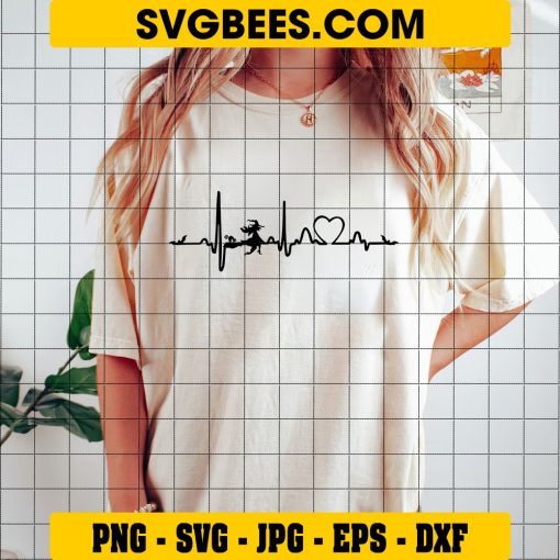 Heartbeat Halloween Svg, Heartbeat Pumpkin Svg, Witch Vibes Svg on Shirt