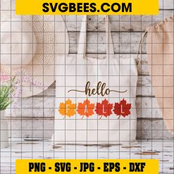Hello Fall Svg, Autumn Svg, Fall Quote Svg, Autumn Quote Svg on Bag