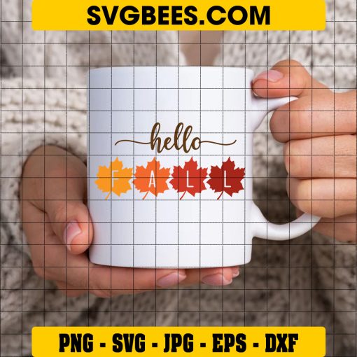 Hello Fall Svg, Autumn Svg, Fall Quote Svg, Autumn Quote Svg on Cup