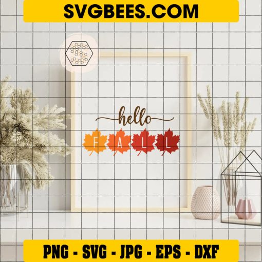 Hello Fall Svg, Autumn Svg, Fall Quote Svg, Autumn Quote Svg on Frame