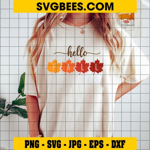 Hello Fall Svg, Autumn Svg, Fall Quote Svg, Autumn Quote Svg on Shirt