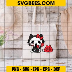 Hello Kitty Ghostface Scream Call Me SVG, Hello Kitty Halloween SVG, Scary Movie SVG PNG DXF EPS Files on Bag