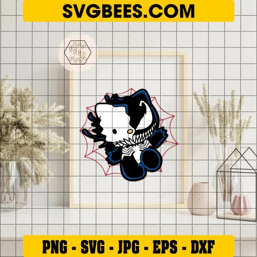 Hello Kitty Venom SVG, Spider Man Halloween SVG PNG DXF EPS on Frame