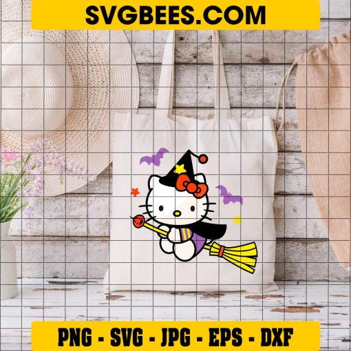 Hello Kitty Witch SVG, Hello Kitty Halloween SVG PNG DXF EPS on Bag