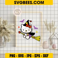 Hello Kitty Witch SVG, Hello Kitty Halloween SVG PNG DXF EPS on Frame