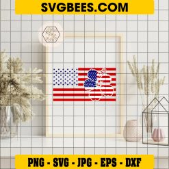 Hibiscus Flower American Flag Svg, Patriotic Flower Svg on Frame