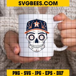 Houston Astros Skull SVG, Day Of The Dead Houston Astros Sugar Skull Baseball SVG, Houston Astros Logo SVG on Cup