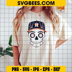 Houston Astros Skull SVG, Day Of The Dead Houston Astros Sugar Skull Baseball SVG, Houston Astros Logo SVG on Shirt