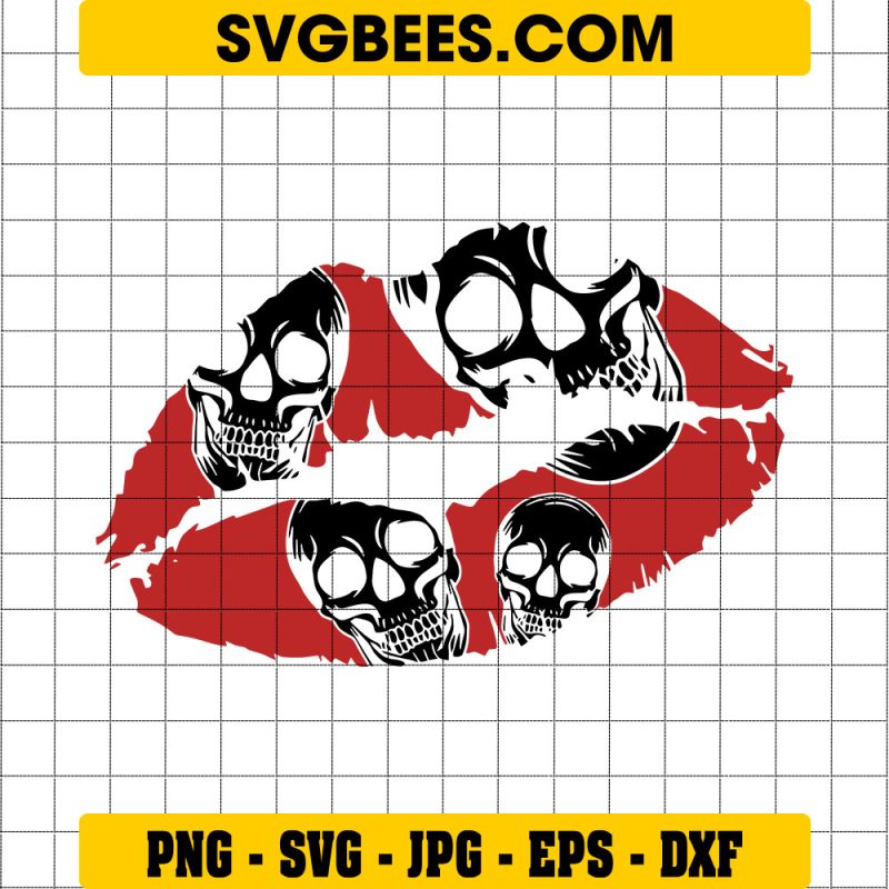 Kiss of Death Svg, Deadly Kiss Svg, Lips and Skull Svg