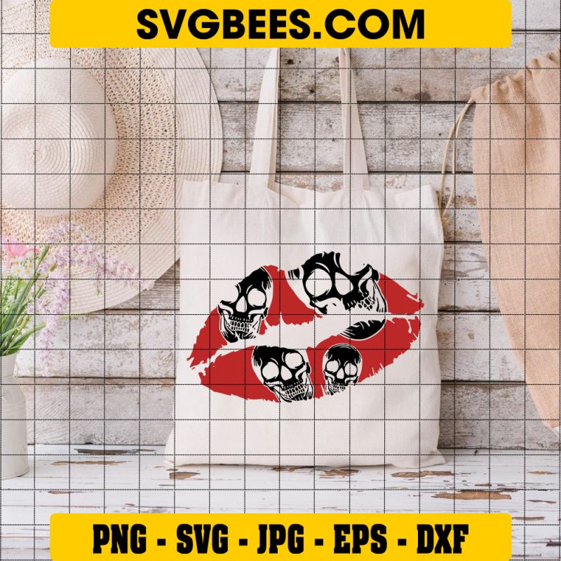 Kiss of Death Svg, Deadly Kiss Svg, Lips and Skull Svg - SVGbees