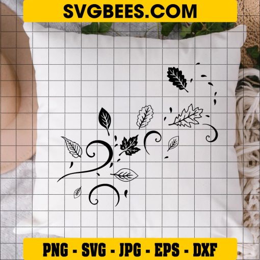 Leaf Flourish Svg, Hello Fall Svg, Fall Leaves Svg, Autumn Leaves Svg on Pillow