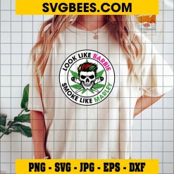 Look Like Barbie Smoke Like Marley Svg, Cannabis Skull Svg on Shirt