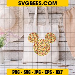 Mickey Minnie Theme Leaves Autumn SVG, Mouse Head Fall Thanksgiving SVG PNG DXF EPS Files on Bag