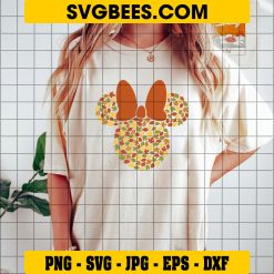 Mickey Minnie Theme Leaves Autumn SVG, Mouse Head Fall Thanksgiving SVG PNG DXF EPS Files on Shirt