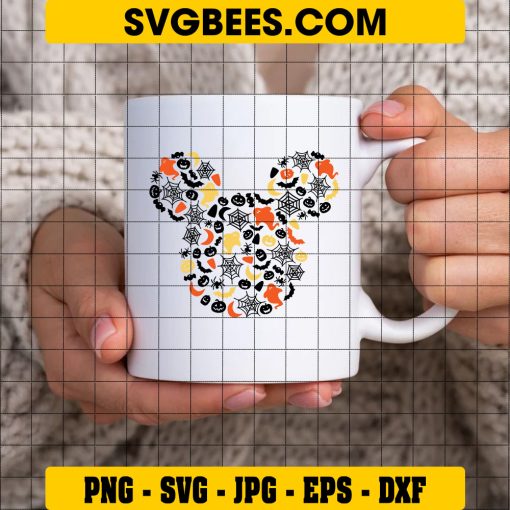 Mickey Mouse Halloween SVG PNG, Disney Mouse Ghosts Pumpkins Spiders SVG, Cute Halloween DXF SVG PNG EPS on Cup